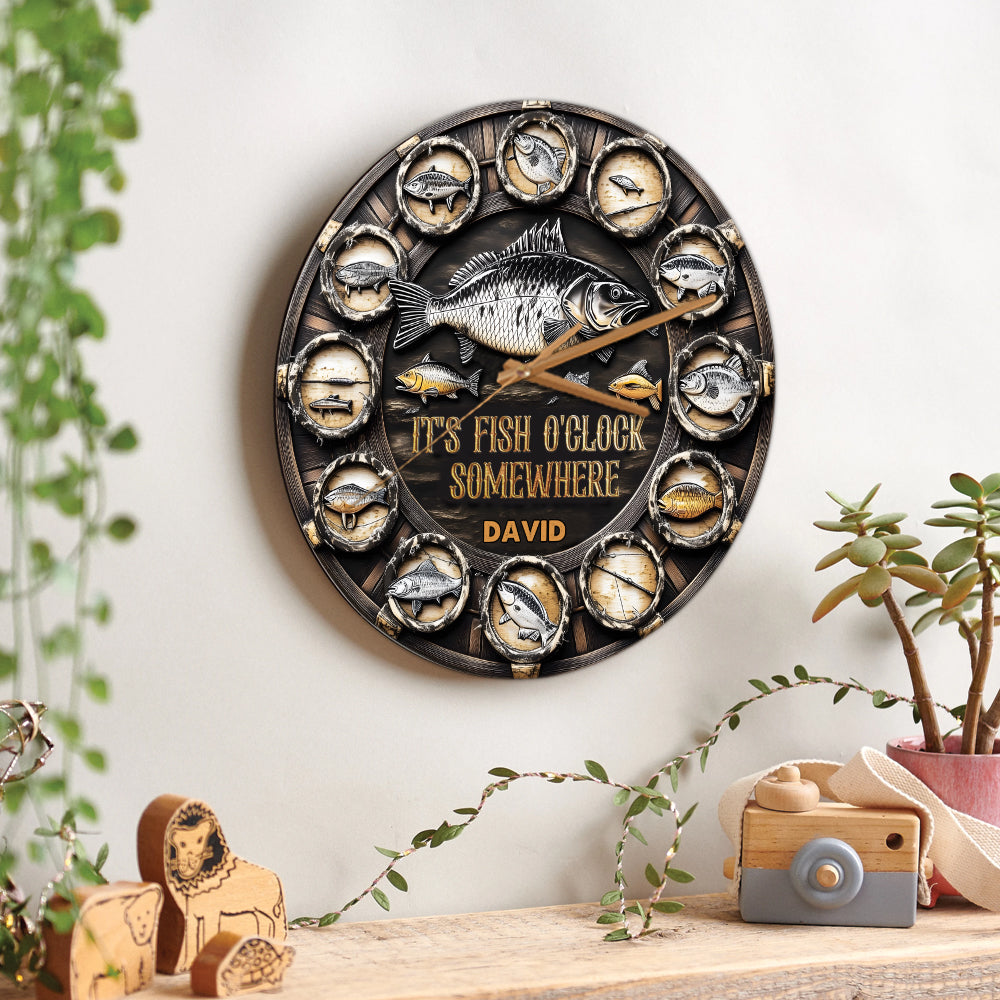 It's Fish Oclock Somewhere - Personalized Fishing Wall Clock