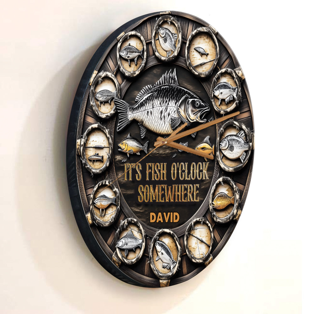It's Fish Oclock Somewhere - Personalized Fishing Wall Clock