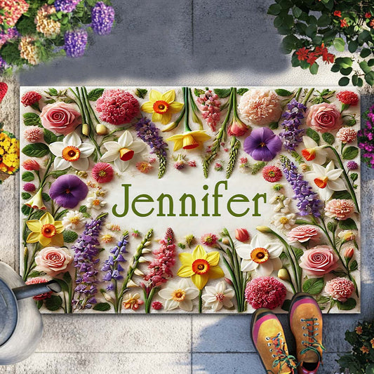 Beautiful Flowers - Personalized Gardening Doormat