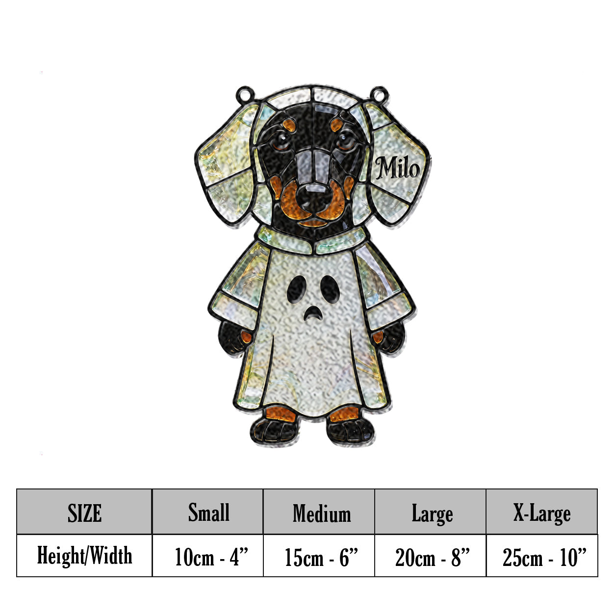 Pet Halloween - Personalized Long Haired Dachshund 3D Printed Glass Suncatcher