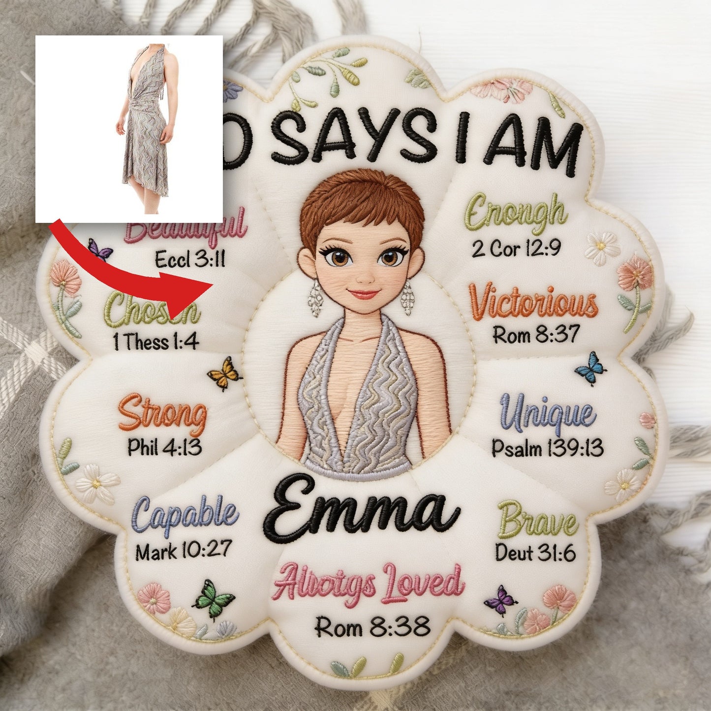 God Says I Am - Affirmation Gift - Personalized Kid Faux Fur Shaped Pillow