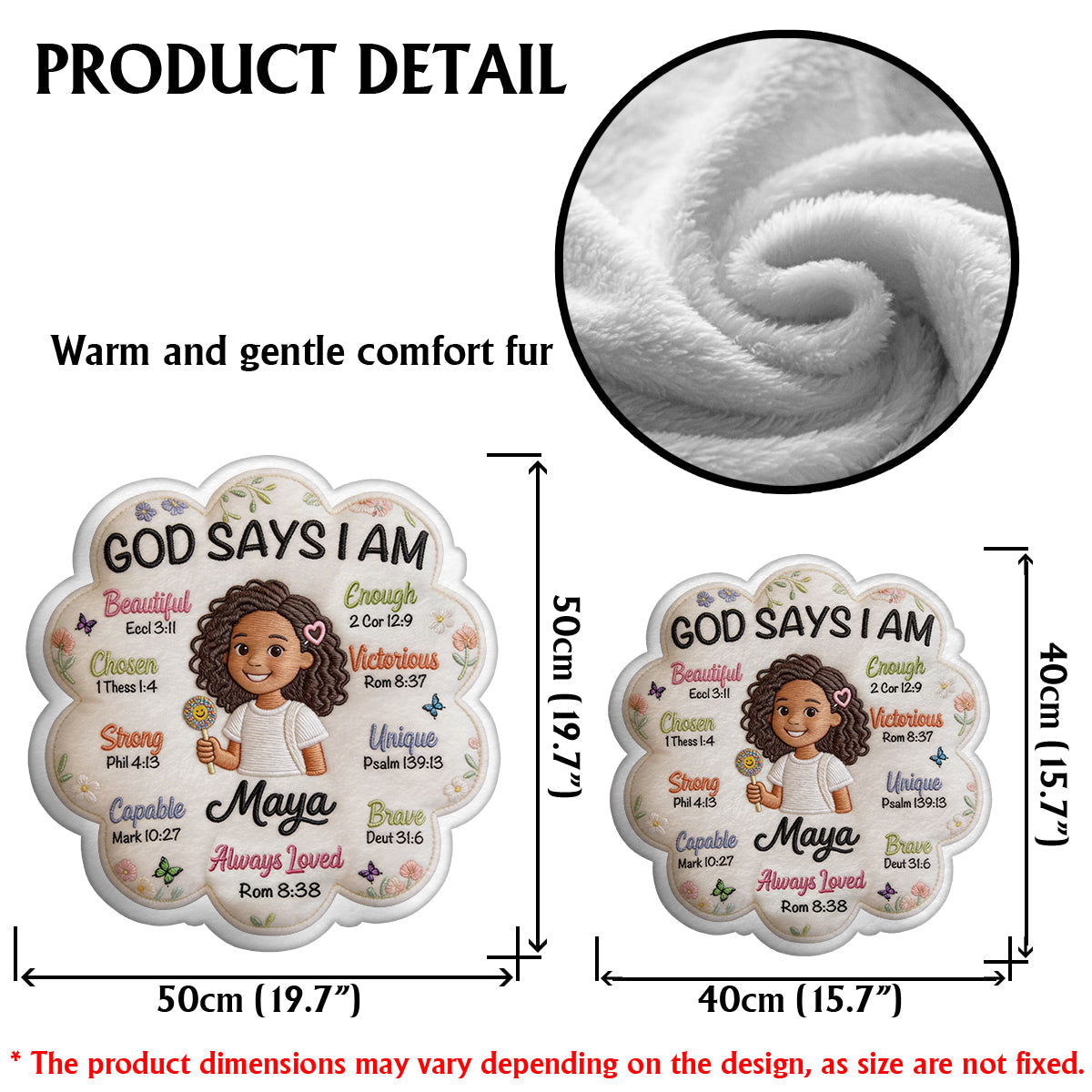 GOD SAYS I AM Personalized Embroidered Flower Pillow