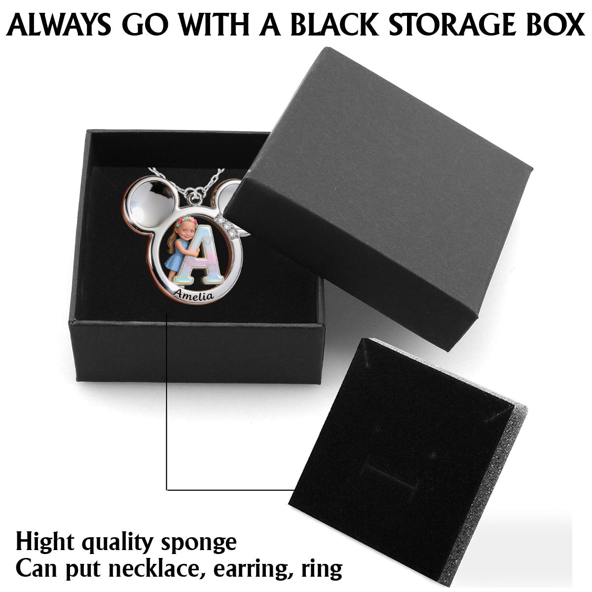 Big Ears Mickey Mouse Shape - Custom From Photo & Alphabet - Personalized Mickey Mouse Shaped Metal Pendant Necklace