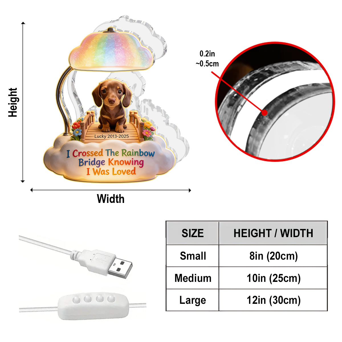 I Crossed The Rainbow Bridge - Personalized Corgi Acrylic LED Night Light