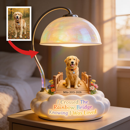 I Crossed The Rainbow Bridge - Personalized Golden Retriever Acrylic LED Night Light