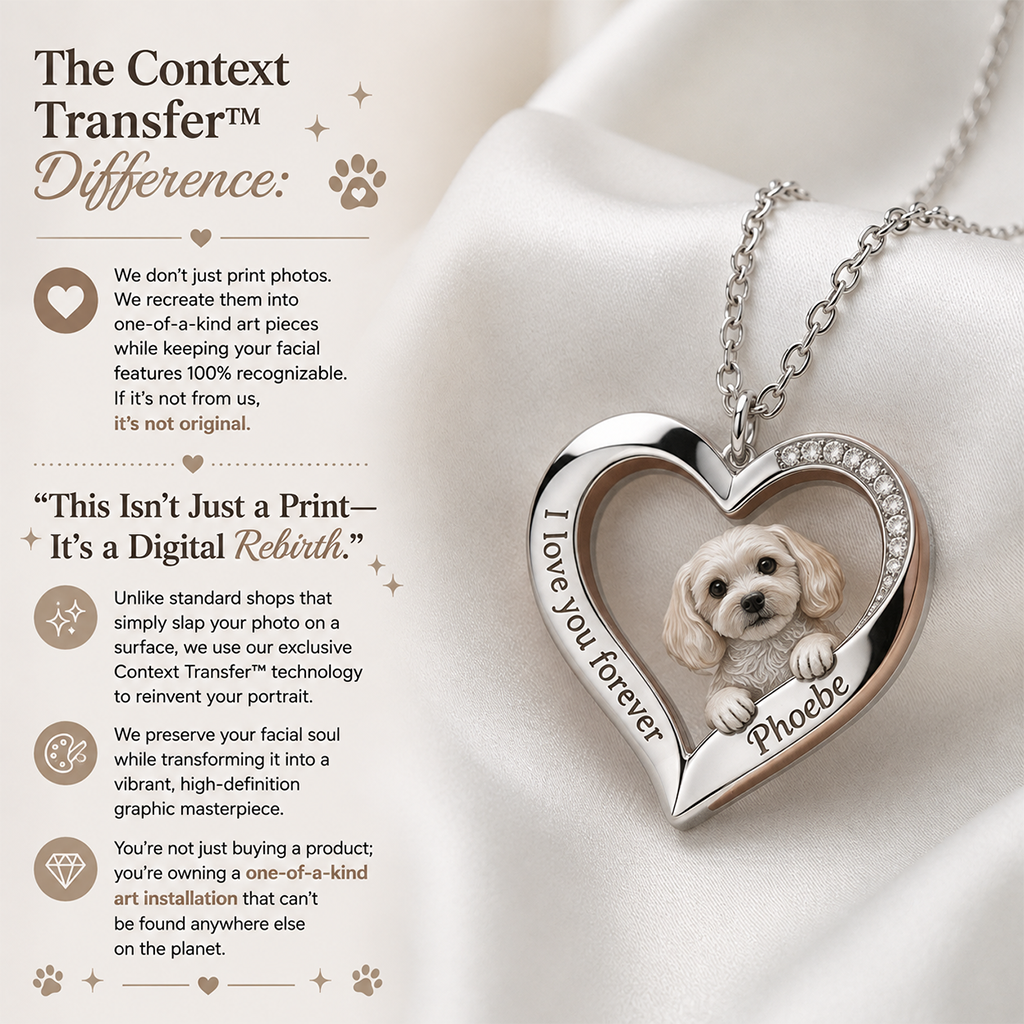 Custom From Any Photo - Personalized Fluffy Golden Retriever Shaped Metal Pendant Necklace