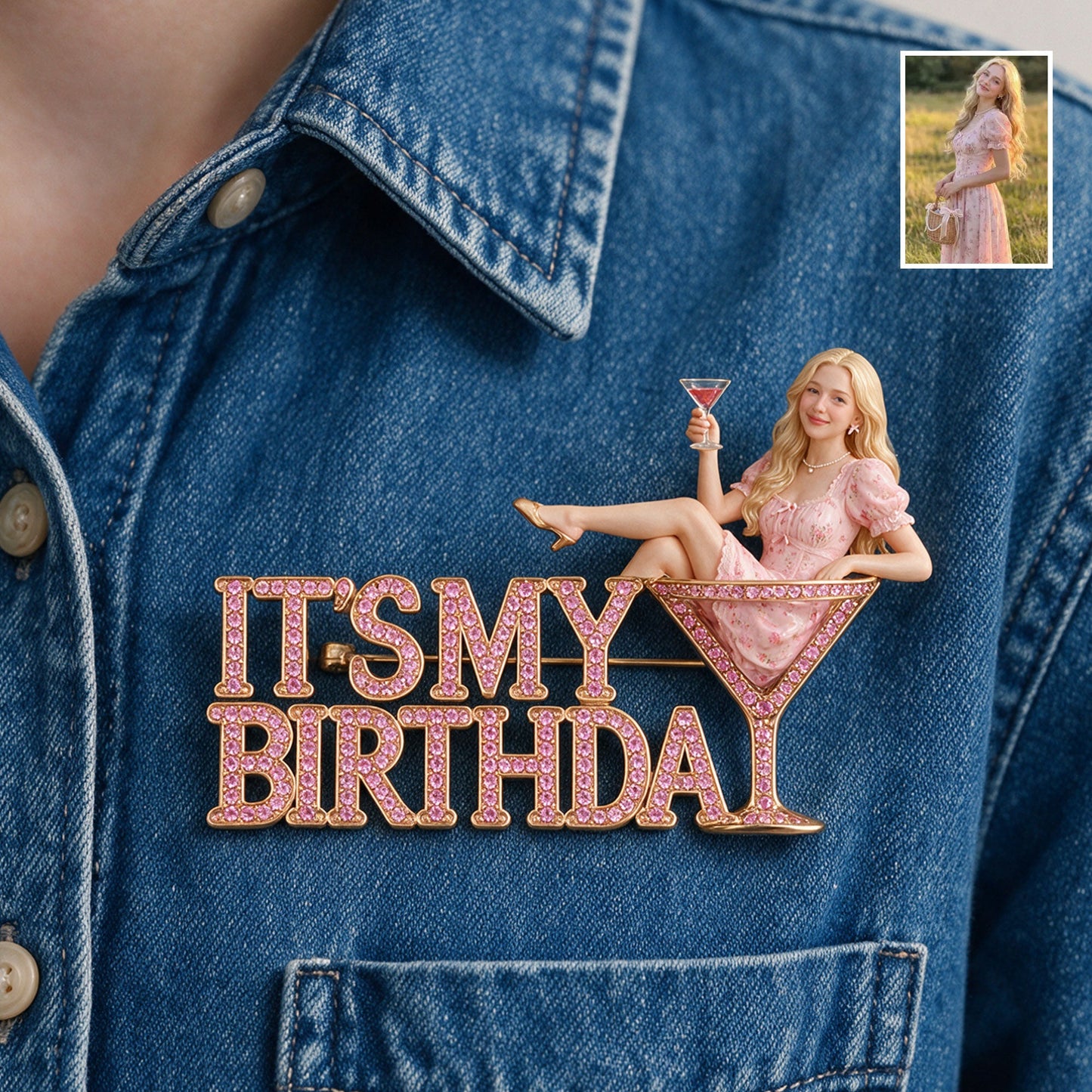 It's My Birthday - Blonde Birthday Woman 3D Embossed Enamel Pin