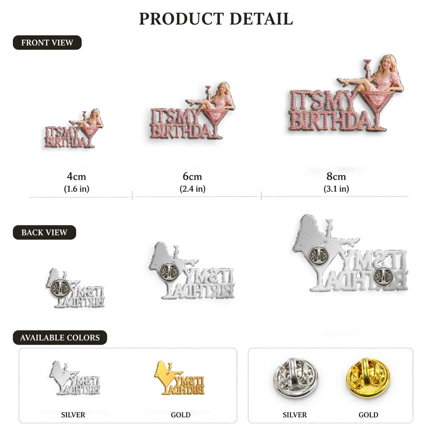 It's My Birthday - Celebratory Black Woman Personalized Birthday 3D Embossed Enamel Pin