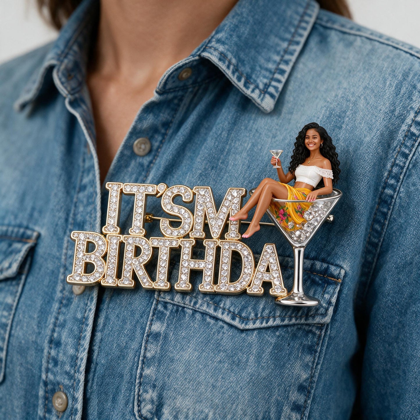 It's My Birthday - Personalized Birthday Party Woman 3D Embossed Enamel Pin