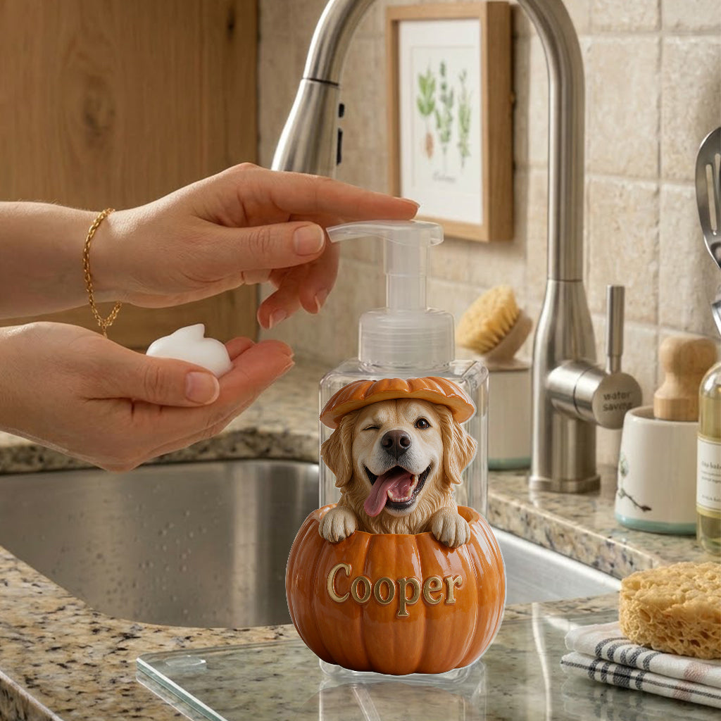 Personalized German Shepherd Pumpkin Peek Soap Pump Dispenser Fall Halloween Dog Lover Gift