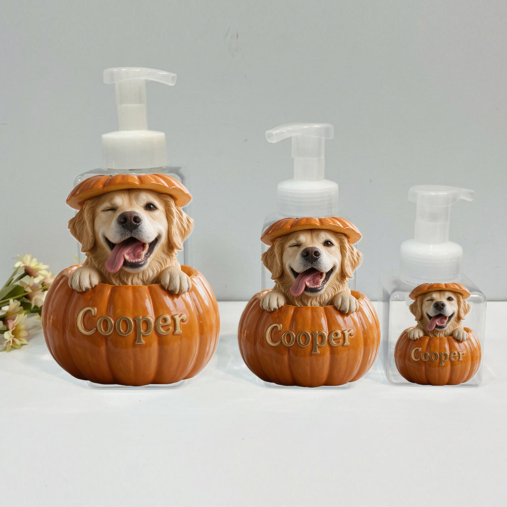 Personalized French Bulldog Pumpkin Peek-A-Boo Pump Dispenser - Cute Fall Bathroom Decor Dog Lover Gift