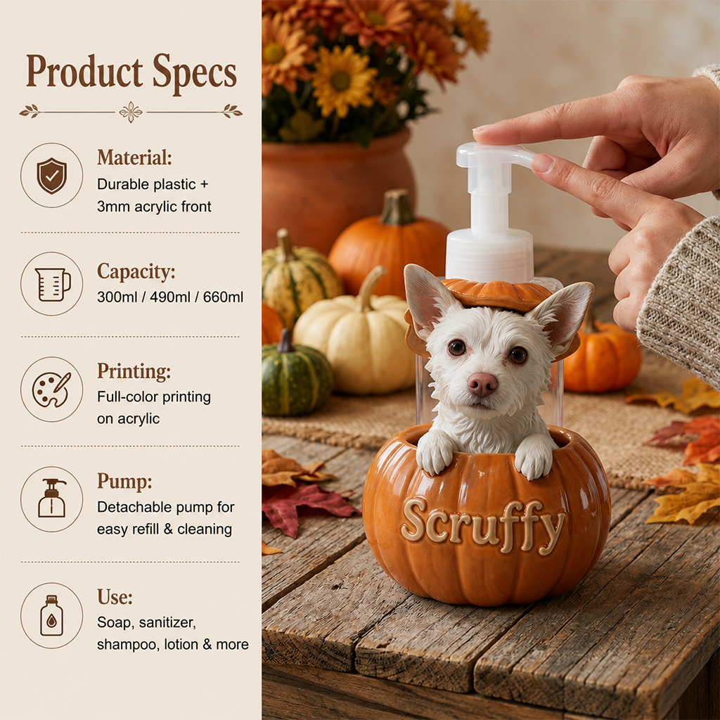 Personalized Yellow Labrador Retriever Pumpkin Peekaboo Soap Dispenser, Cute Fall Decor Gift for Dog Lovers