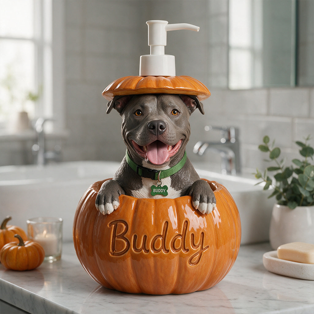 Personalized Welsh Corgi Pumpkin Peek-A-Boo Pump Dispenser, Cute Fall Bathroom Decor Gift for Corgi Dog Lovers