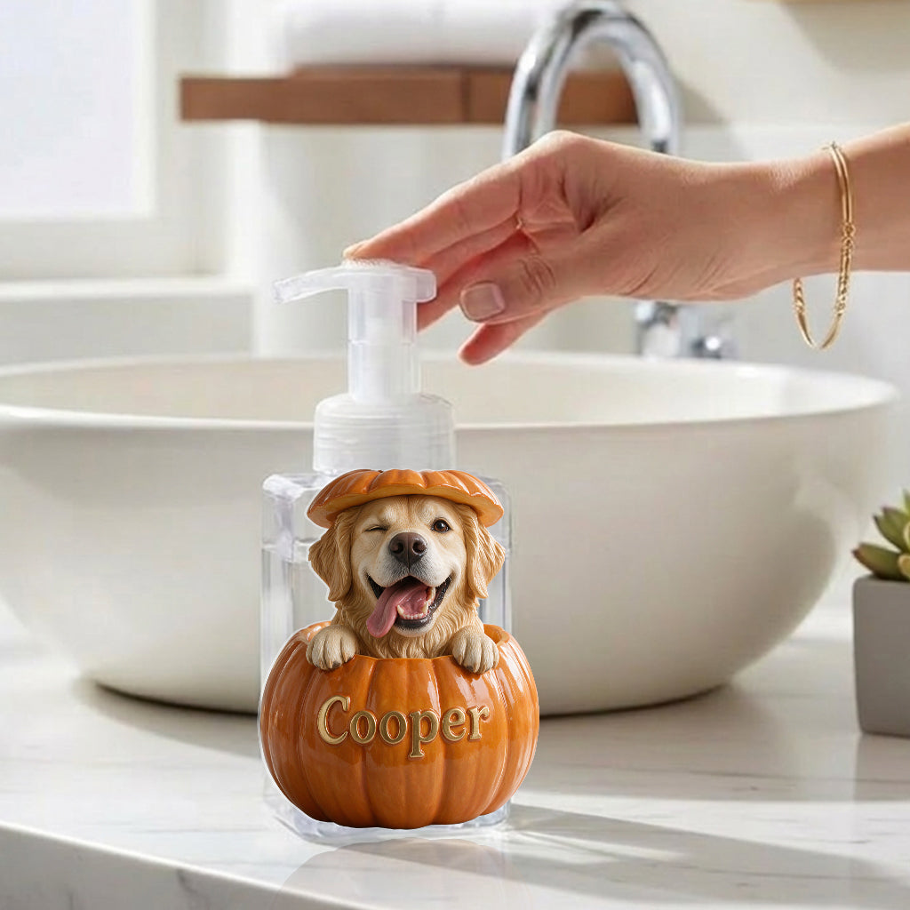 Personalized Black Labrador Retriever Puppy Pumpkin Peek-a-Boo Soap Pump Dispenser Cute Fall Dog Lover Home Decor Gift