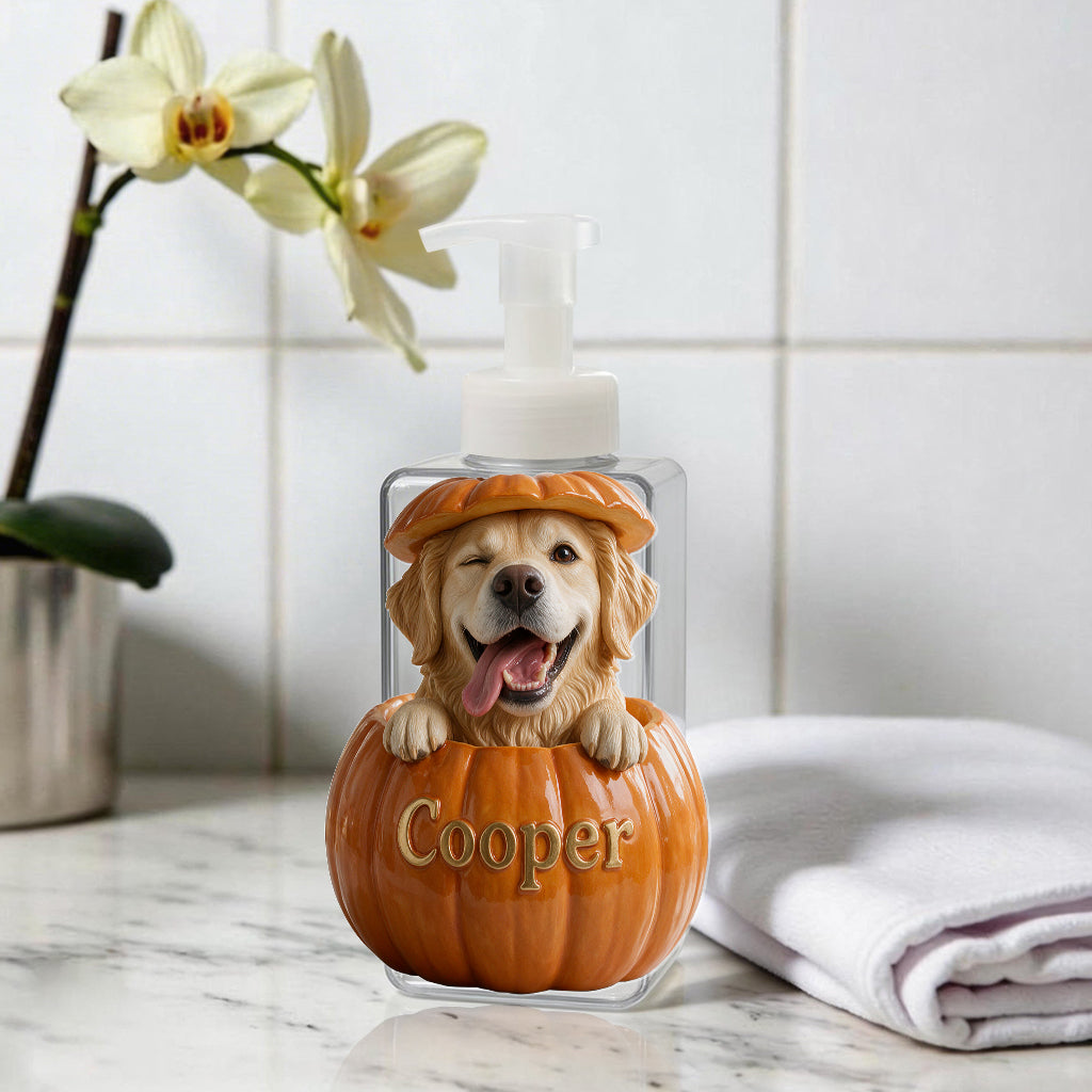 Personalized Black Labrador Retriever Puppy Pumpkin Peek-a-Boo Soap Pump Dispenser Cute Fall Dog Lover Home Decor Gift