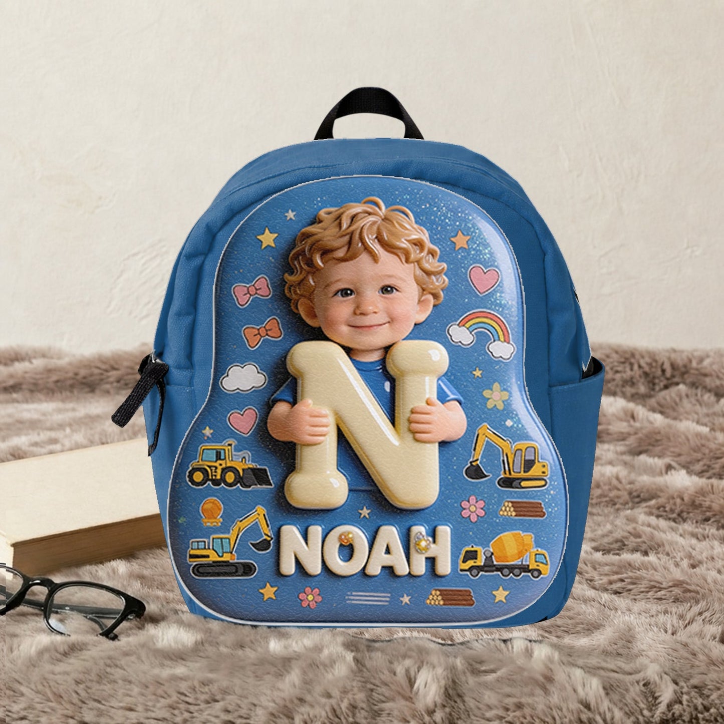 Personalized 3D Latin Baby Girl Custom Name Backpack, Glitter Toddler Preschool Bag Gift for Little Girls