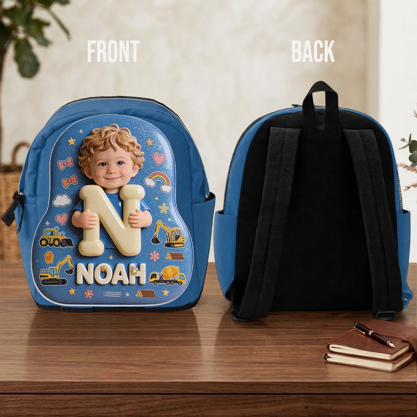 Personalized 3D Cute Baby Girl Pink Backpack Custom Name Gift for Toddler Little Girl Back to School Daycare