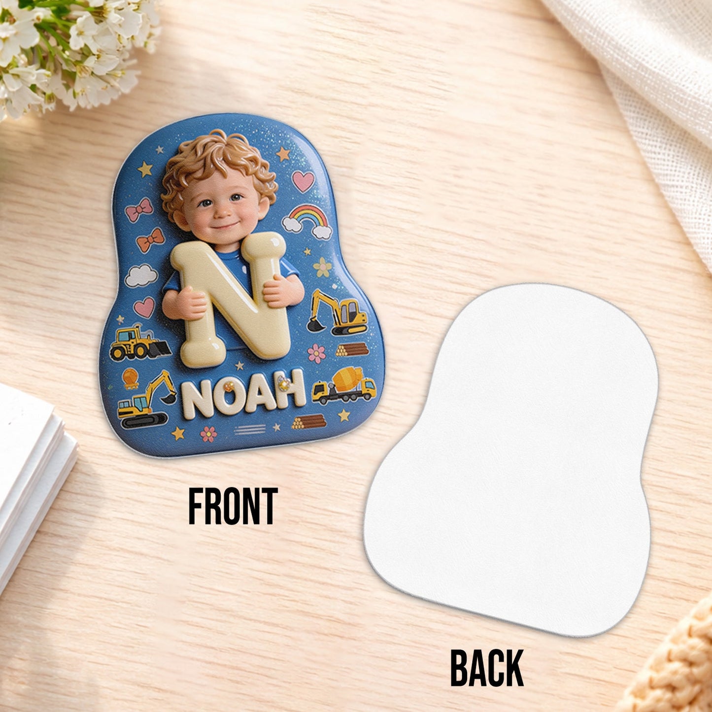 Personalized 3D Blonde Baby Boy Backpack Custom Name Changeable Patch Toddler School Gift for Little Boys