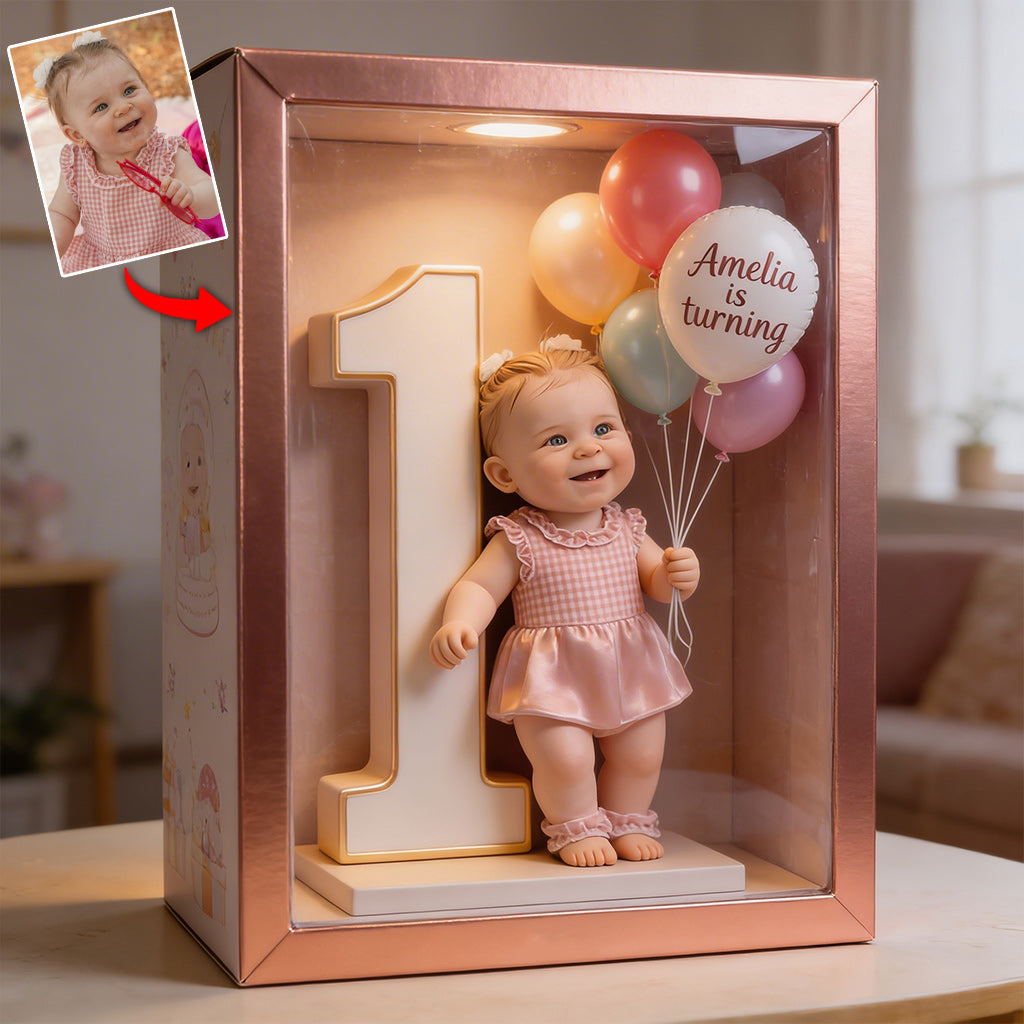 Personalized Cute Latin Baby 1st Birthday Acrylic Plaque with Balloons & Number One, Custom First Birthday Keepsake Gift