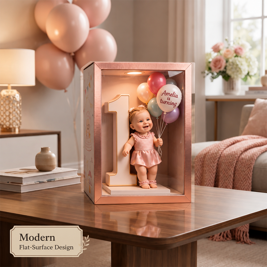 Personalized 1st Birthday Cute Baby with Balloons Custom Shaped Acrylic Plaque, Baby Milestone Keepsake Gift
