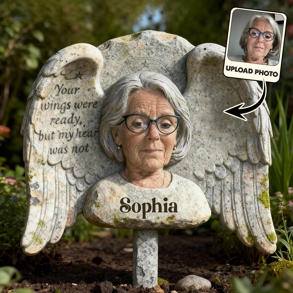 Personalized Black Girl Memorial Angel Garden Plaque 'Your Wings Were Ready' Bereavement Remembrance Gift