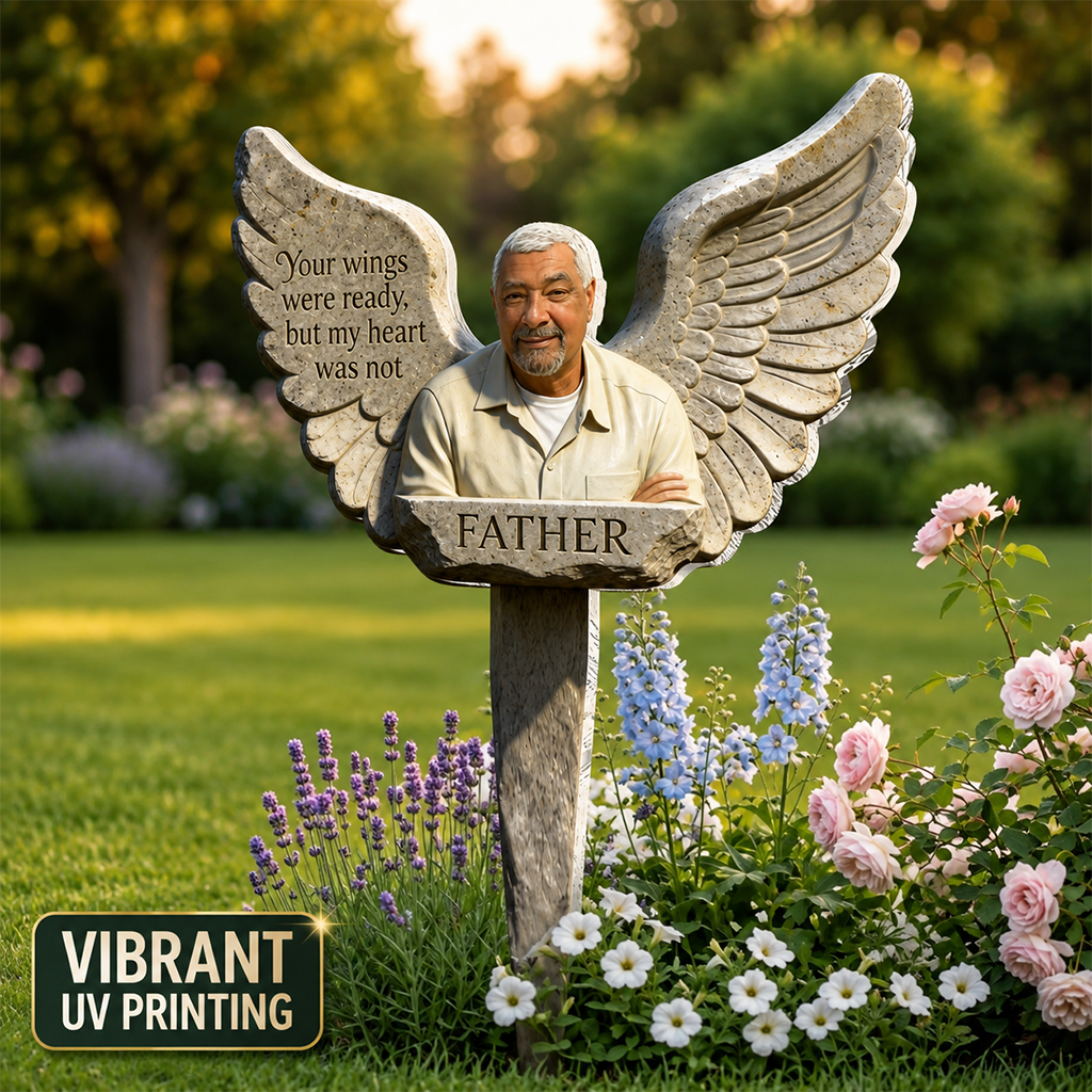 Personalized Man Memorial Acrylic Garden Plaque 'Your Wings Were Ready' Bereavement Remembrance Sympathy Gift