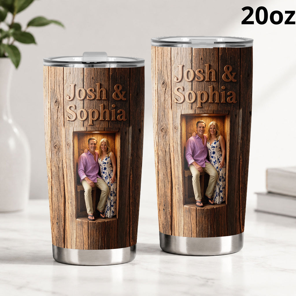 Personalized 'You & Me We Got This' 3D Embracing Young Couple Tumbler, Romantic Anniversary Gift for Couples