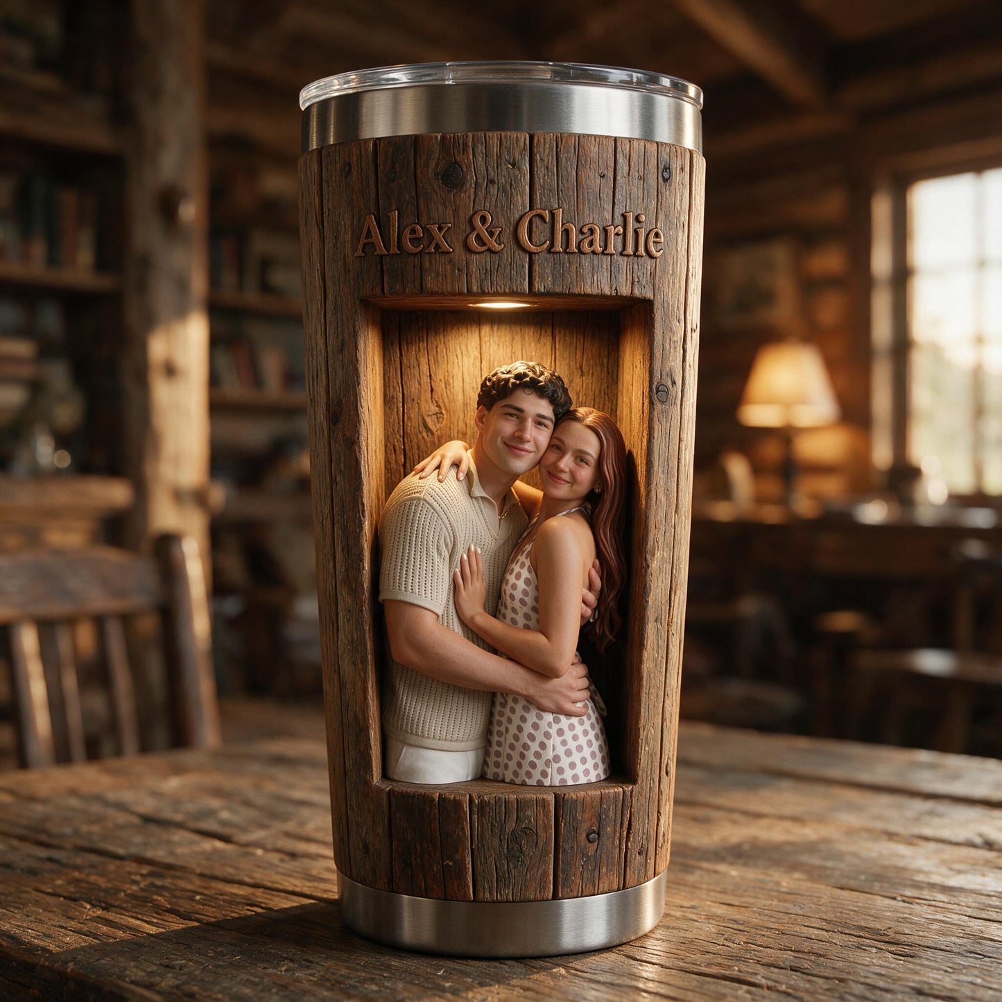 Personalized 'You & Me We Got This' 3D Embracing Young Couple Tumbler, Romantic Anniversary Gift for Couples