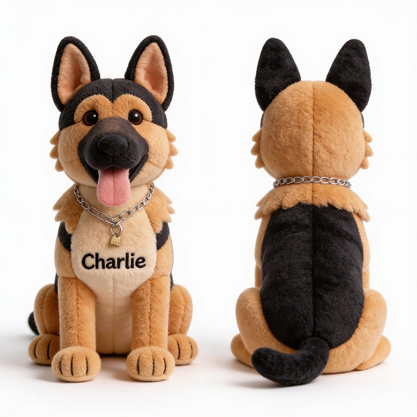 Always By My Side Personalized Sitting German Shepherd Plush Keychain, Custom Dog Lover Pet Keepsake Gift