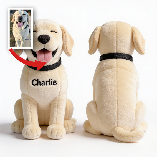 Personalized Smiling Cream Labrador Retriever Plush Keychain, Custom Dog Lover Gift Always By My Side Accessory