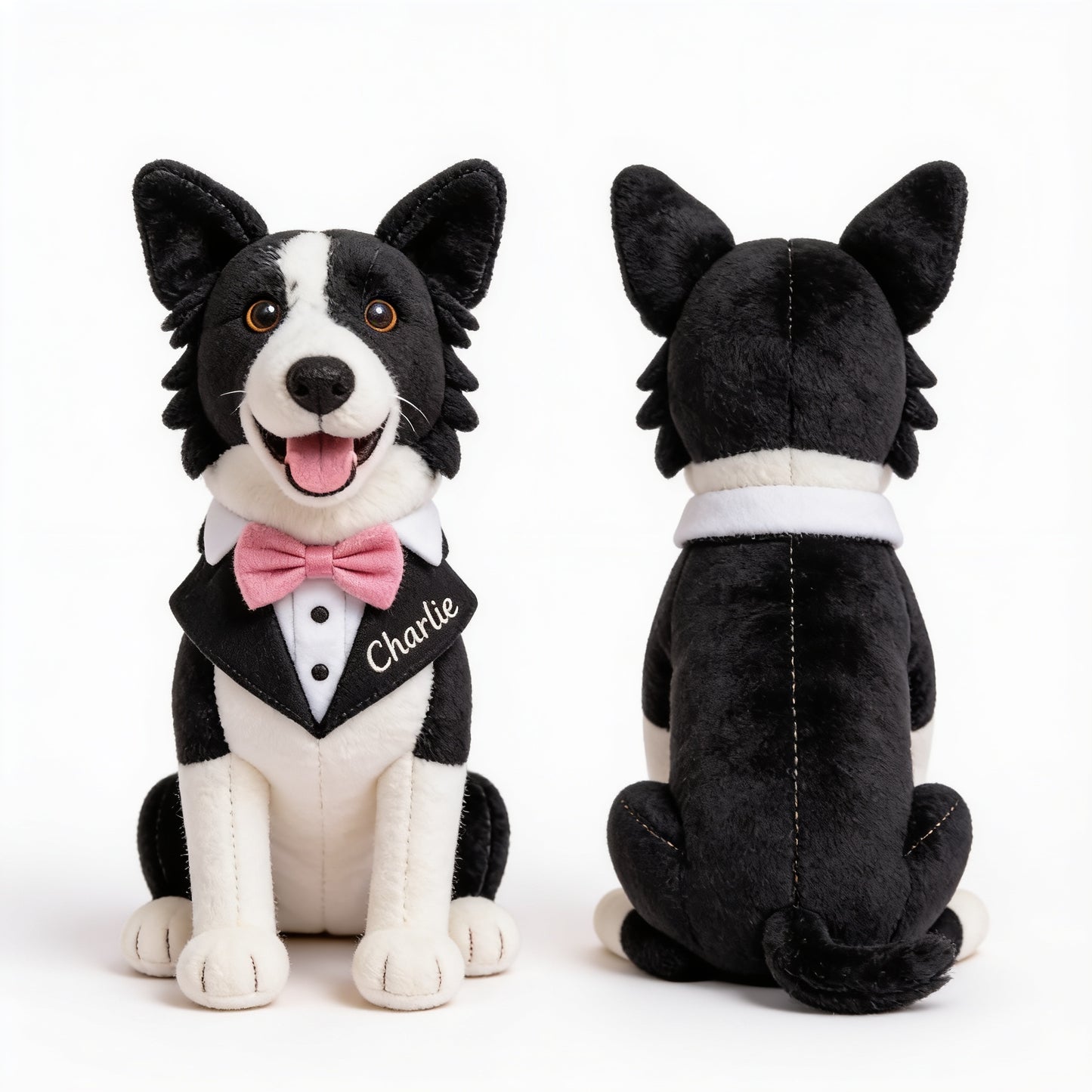 Always By My Side Personalized Sitting Border Collie Plush Keychain, Custom Dog Lover Gift Bag Charm Accessory