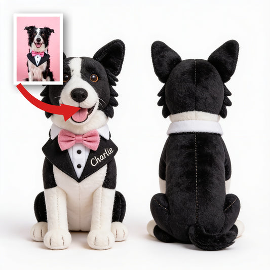 Always By My Side Personalized Sitting Border Collie Plush Keychain, Custom Dog Lover Gift Bag Charm Accessory