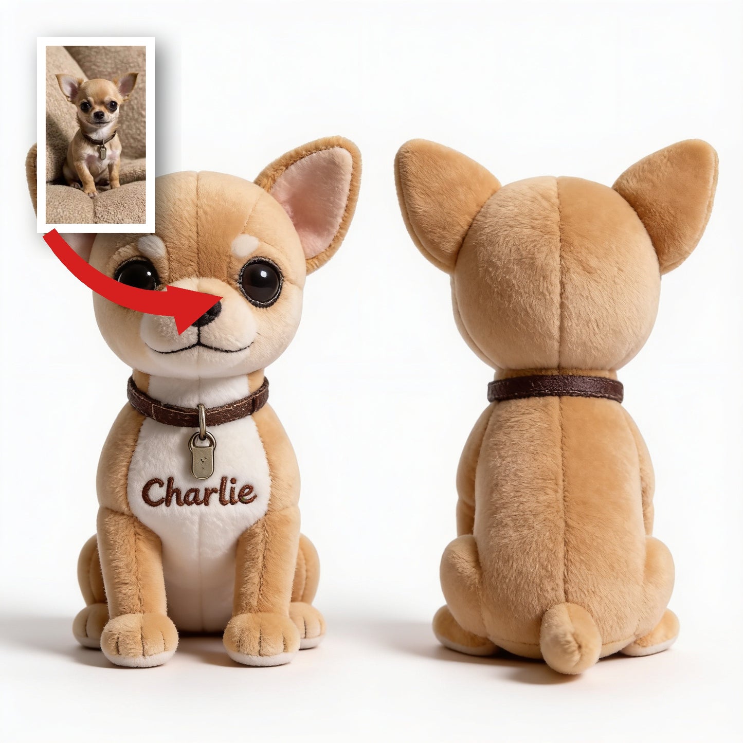Personalized Tan Chihuahua Plush Keychain, Custom Dog Name Accessory Gift for Chihuahua Lovers and Pet Owners