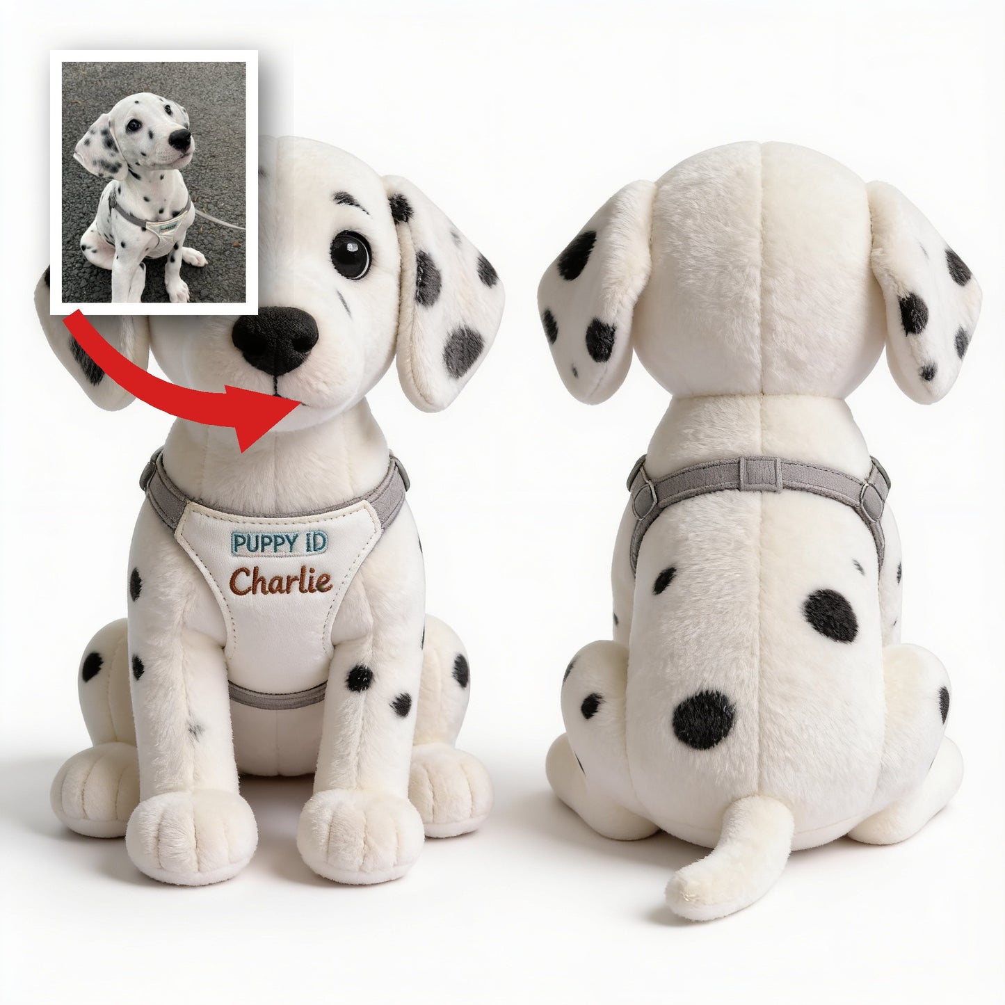 Cute Spotted Dalmatian Puppy Personalized Plush Keychain Custom Dog Lover Gift Bag Charm Accessory