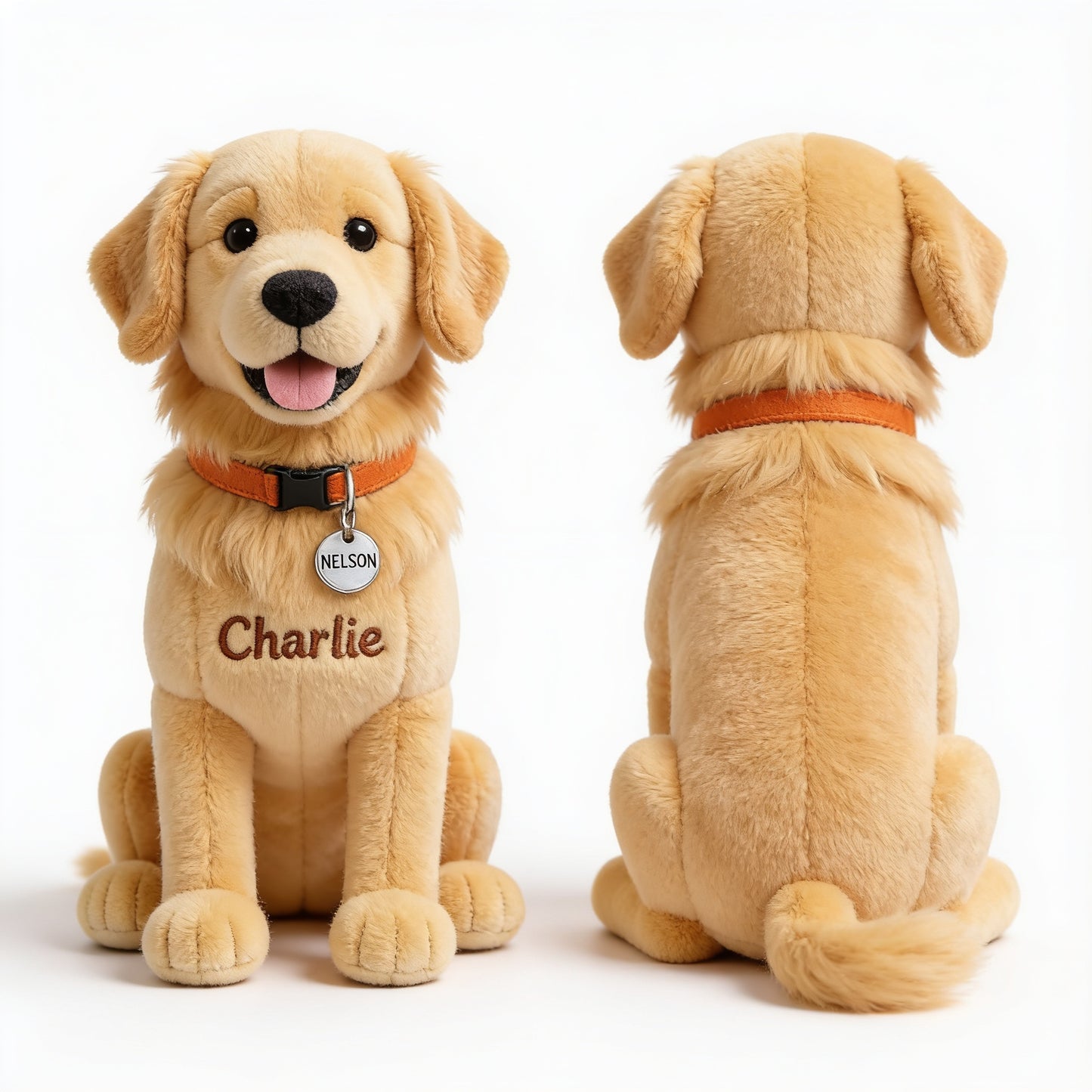 Personalized Fluffy Golden Retriever Plush Keychain, Custom Name Dog Charm Gift for Golden Retriever Lovers