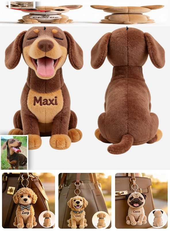 Personalized Tan Chihuahua Plush Keychain, Custom Dog Name Accessory Gift for Chihuahua Lovers and Pet Owners