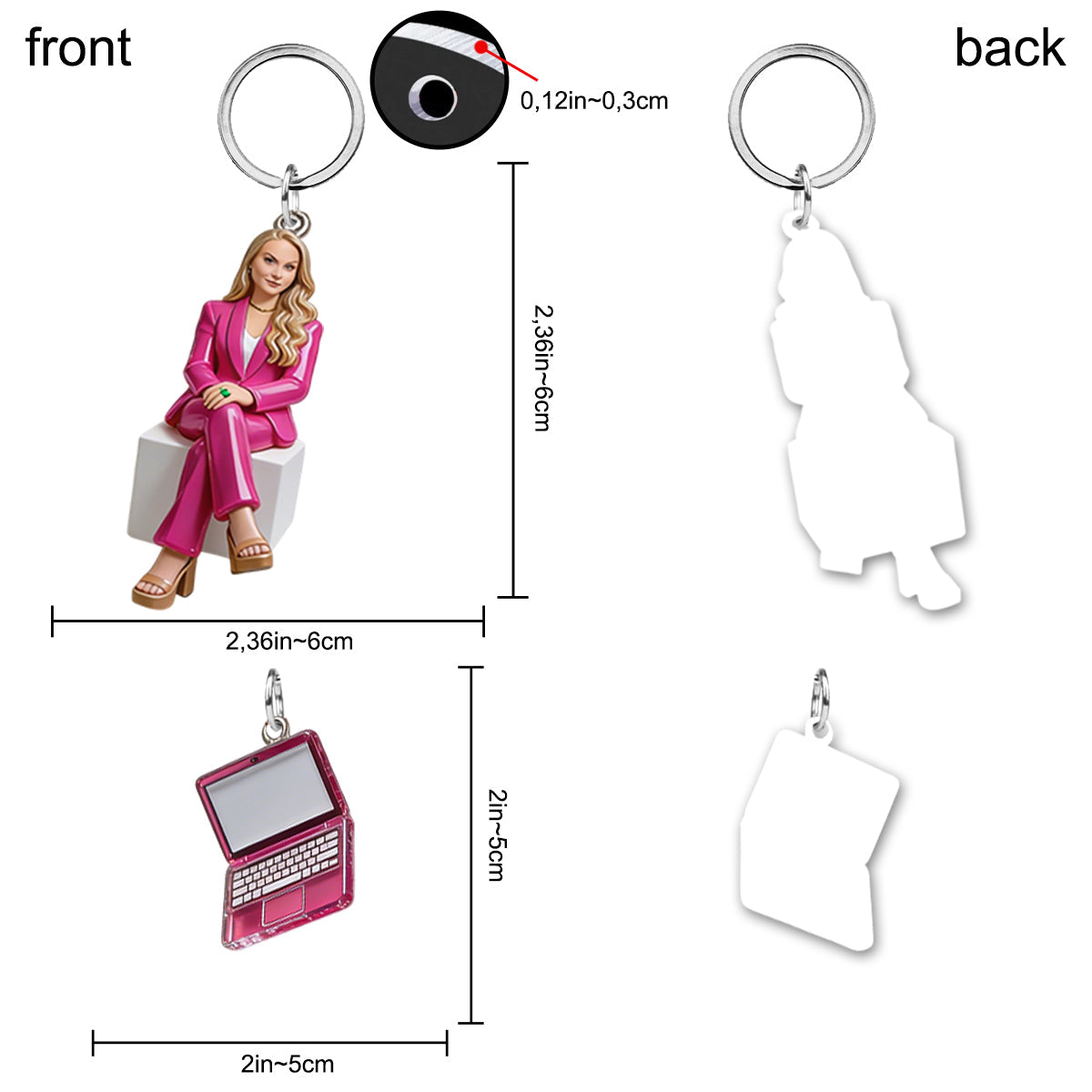 Personalized Adult Man Coworker Keychain, Custom Office Staff Appreciation Gift With Themed Acrylic Charms