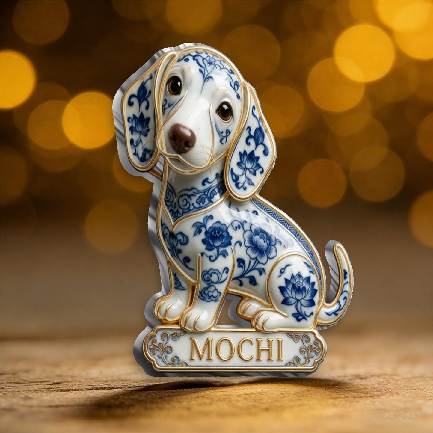 Blue and White Porcelain Great Dane Personalized 3D Embossed Enamel Pin, Custom Dog Owner Gift Accessory