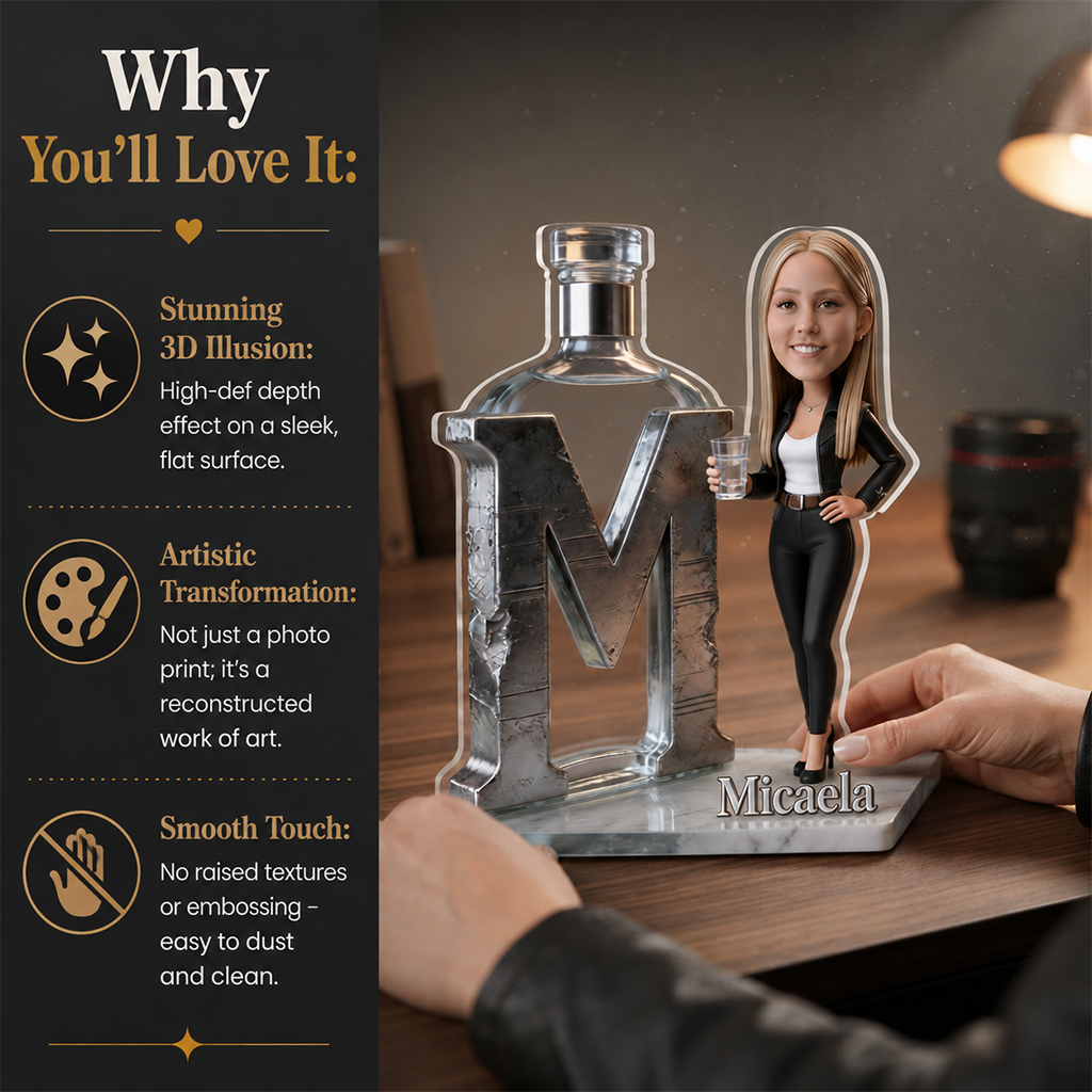 Personalized Wine Lover Custom Shaped Acrylic Plaque - Blonde Adult Woman with Wine Glass, Custom Name Home Bar Decor Gift