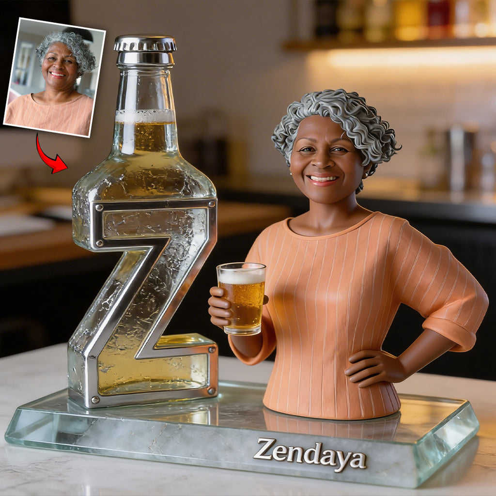 Personalized Wine Lover Custom Shaped Acrylic Plaque - Blonde Adult Woman with Wine Glass, Custom Name Home Bar Decor Gift