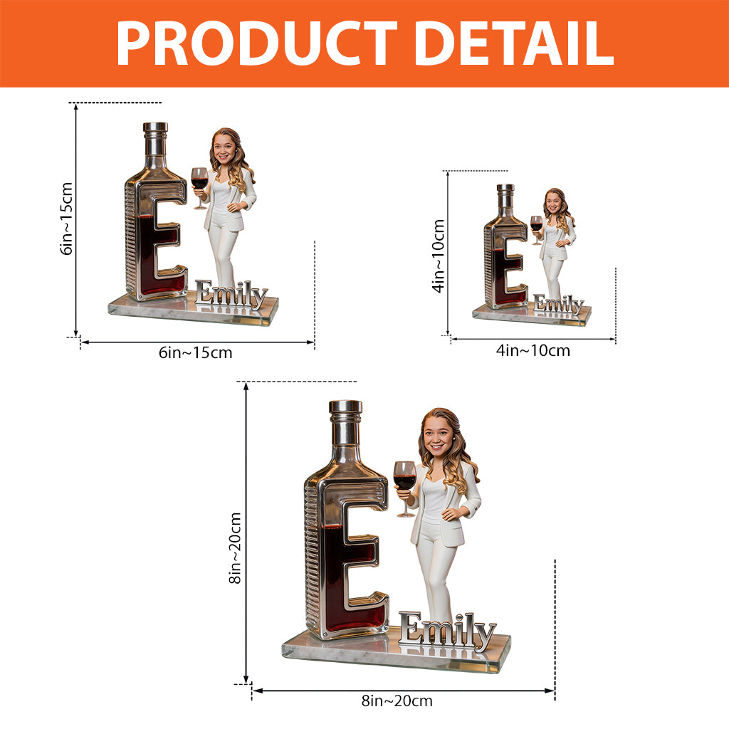 Personalized Custom Shaped Acrylic Plaque | Stylish Adult Wine Lover Black Woman with Wine Glass, Unique Bar Desk Decor Gift