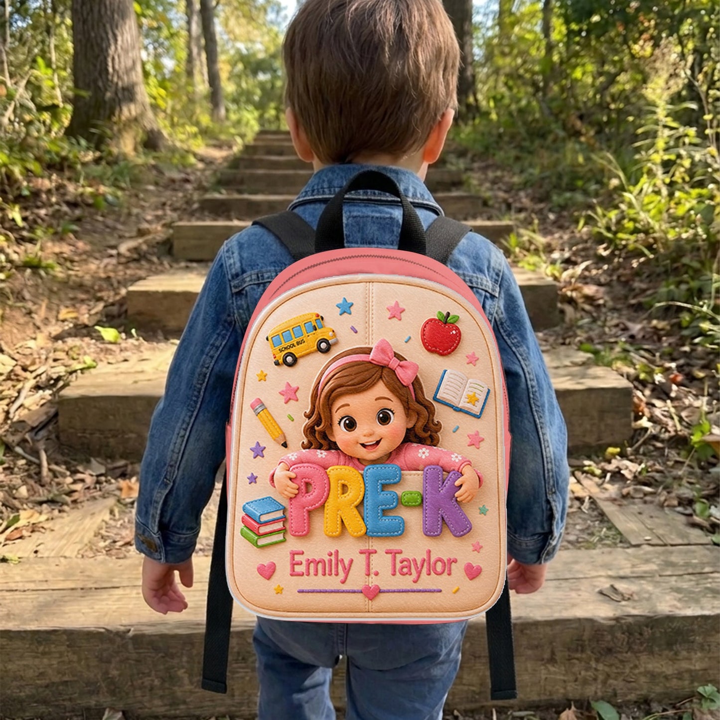 Personalized 3D Curly Haired Little Latina Boy Backpack, Cute Pre-K Back To School Gift For Preschool Kids