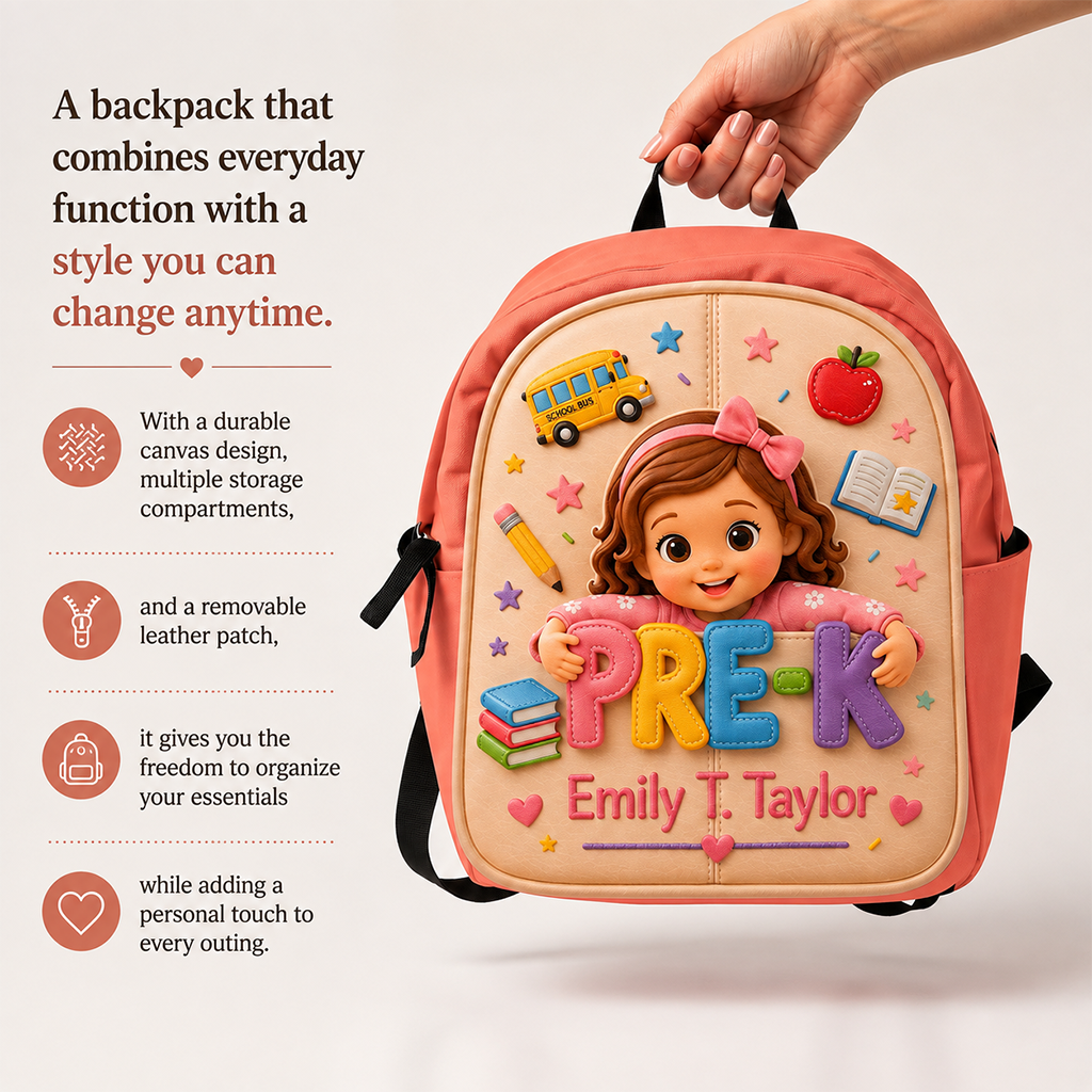 Personalized 3D Curly Haired Little Latina Boy Backpack, Cute Pre-K Back To School Gift For Preschool Kids