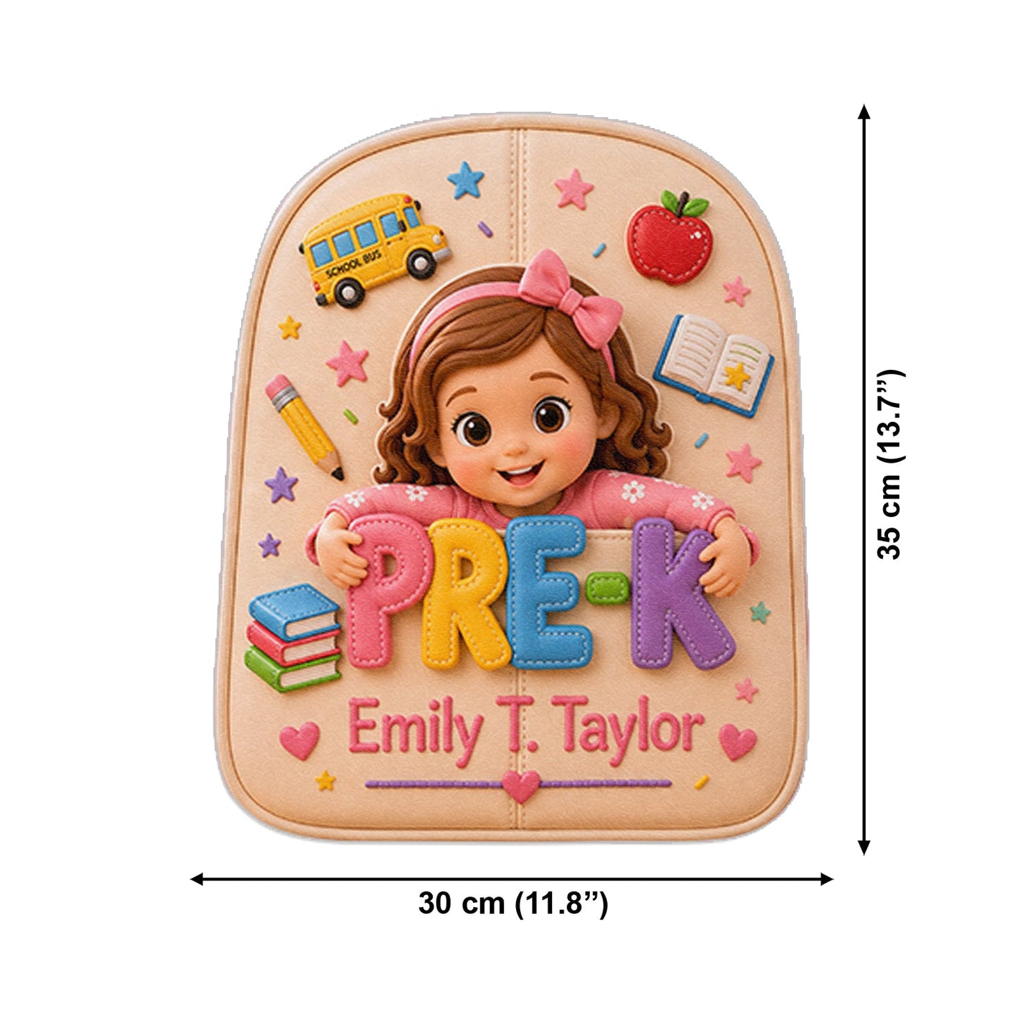 Personalized Little Pre-K Boy 3D Leather Patch Backpack | Cute Custom Back To School Gift For Toddler Black Kids