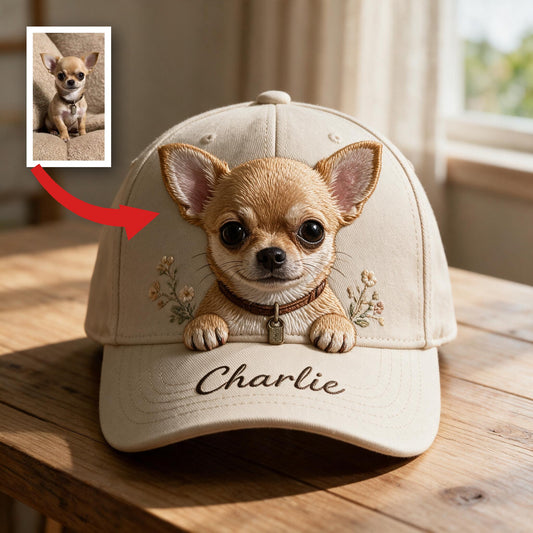 Personalized Peeking Tan Chihuahua Classic Cap, Custom Embroidered Hat Gift for Chihuahua Owners and Dog Lovers
