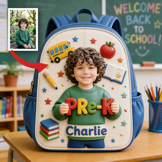 Personalized 3D Curly Haired Little Latina Boy Backpack, Cute Pre-K Back To School Gift For Preschool Kids