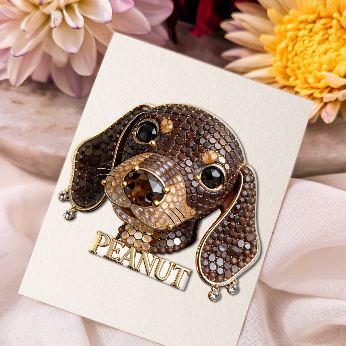 Personalized Bejeweled Siberian Husky Pin Custom Name Gift for Dog Lovers Jacket Backpack Accessory