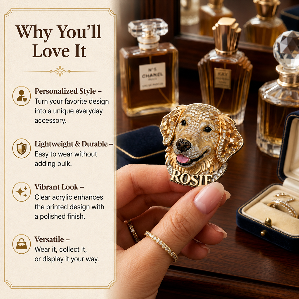 Personalized Sparkling Welsh Corgi Pin, Custom Name Dog Brooch, Unique Gift for Corgi Lovers and Pet Owners