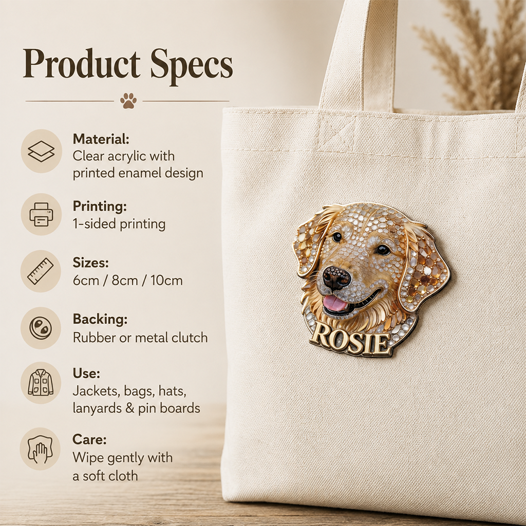 Personalized Jeweled Rottweiler Dog Pin, Unique Custom Gift for Rottweiler Owners Pet Lovers Jacket Backpack Accessory