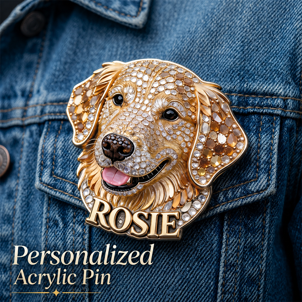 Personalized Sparkly Black Spotted Dalmatian Acrylic Pin - Unique Gift For Dalmatian Dog Lovers & Pet Owners